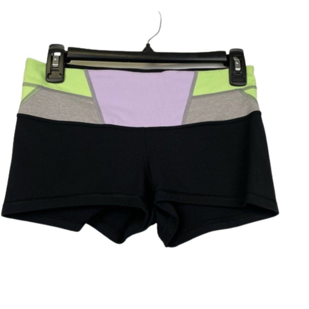 Lululemon Athletica black multicolor waistline mini shorts size 6